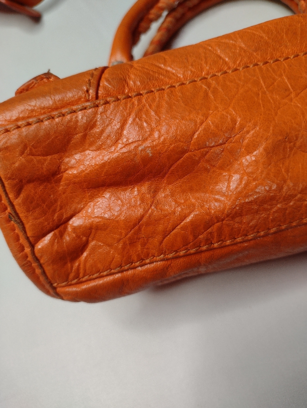 Balenciaga Mini Le City Top Handle Bag  Leather Orange Purse Crossbody - Picture 6 of 14